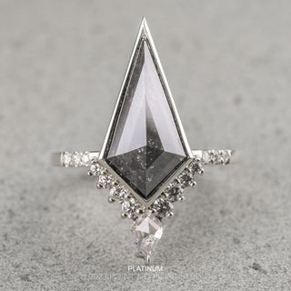 3.62 Carat Black Kite Diamond Engagement Ring, Bezel Avaline Setting