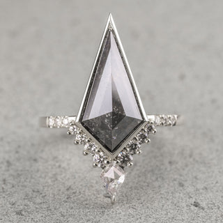 4.08 Carat Black Kite Diamond Engagement Ring, Bezel Avaline Setting, Platinum