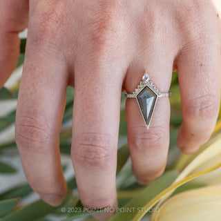 4.08 Carat Black Kite Diamond Engagement Ring, Bezel Avaline Setting, Platinum