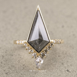 3.62 Carat Black Kite Diamond Engagement Ring, Bezel Avaline Setting