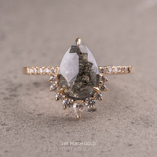 2.64 Carat Black Pear Diamond Engagement Ring, Avaline Setting