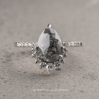 2.64 Carat Black Pear Diamond Engagement Ring, Avaline Setting