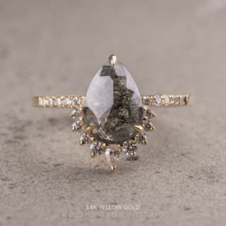 2.64 Carat Black Pear Diamond Engagement Ring, Avaline Setting
