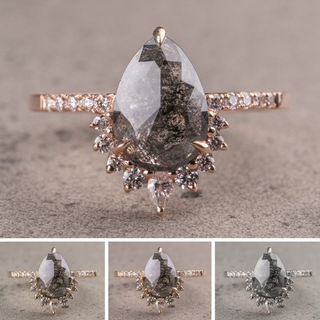 2.64 Carat Black Pear Diamond Engagement Ring, Avaline Setting