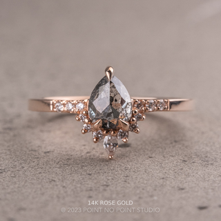 1.05 Carat Salt and Pepper Pear Diamond Engagement Ring, Avaline Setting