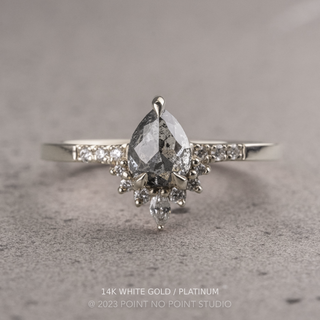 1.05 Carat Salt and Pepper Pear Diamond Engagement Ring, Avaline Setting
