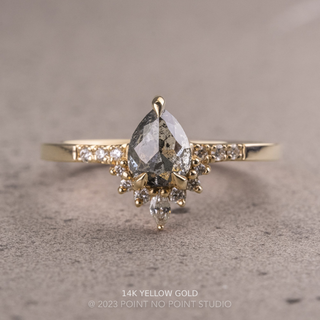 1.05 Carat Salt and Pepper Pear Diamond Engagement Ring, Avaline Setting
