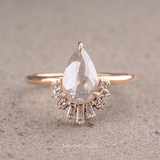 1.54 Carat Salt and Pepper Pear Diamond Engagement Ring, Wren Setting