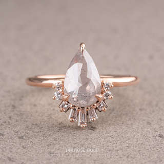 1.54 Carat Salt and Pepper Pear Diamond Engagement Ring, Wren Setting