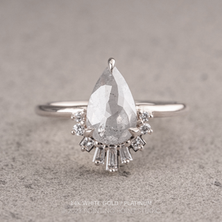 1.54 Carat Salt and Pepper Pear Diamond Engagement Ring, Wren Setting
