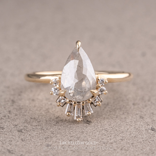 1.54 Carat Salt and Pepper Pear Diamond Engagement Ring, Wren Setting