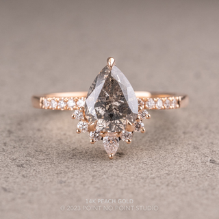2.14 Carat Salt and Pepper Pear Diamond Engagement Ring, Avaline Setting