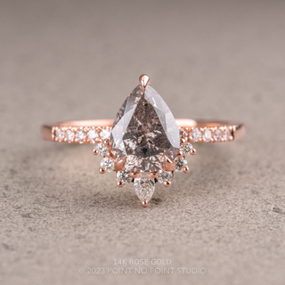 2.14 Carat Salt and Pepper Pear Diamond Engagement Ring, Avaline Setting