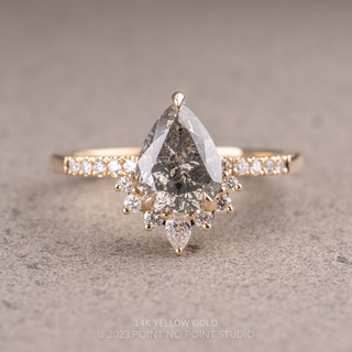 2.14 Carat Salt and Pepper Pear Diamond Engagement Ring, Avaline Setting