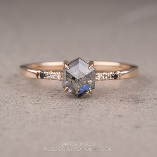 .92 Carat Salt and Pepper Hexagon Diamond Engagement Ring, Ombre Jules Setting