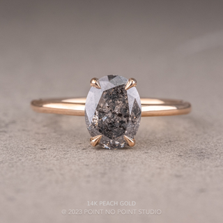 1.31 Carat Salt and Pepper Oval Diamond Engagement Ring, Basket Jane Setting