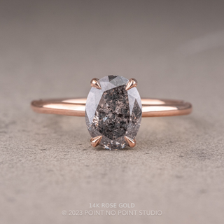 1.31 Carat Salt and Pepper Oval Diamond Engagement Ring, Basket Jane Setting