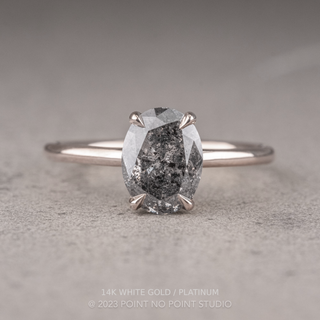 1.31 Carat Salt and Pepper Oval Diamond Engagement Ring, Basket Jane Setting