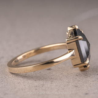 2.63 Carat Salt and Pepper Hexagon Diamond Engagement Ring, Jane Setting, 14K Yellow Gold