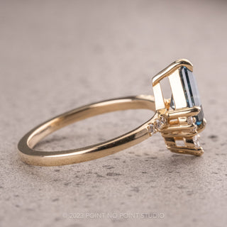 1.43 Carat Kite Sapphire Engagement Ring, Cleo Setting, 14K Yellow Gold