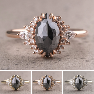 1.80 Carat Black Marquise Diamond Engagement Ring, Olivia Setting