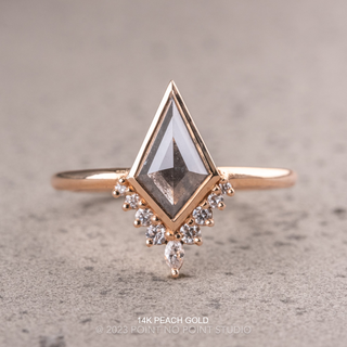 1.36 Carat Salt and Pepper Kite Diamond Engagement Ring, Bezel Ava Setting