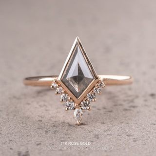 1.36 Carat Salt and Pepper Kite Diamond Engagement Ring, Bezel Ava Setting