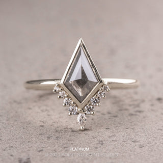 1.36 Carat Salt and Pepper Kite Diamond Engagement Ring, Bezel Ava Setting