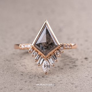 1.22 Carat Salt and Pepper Kite Diamond Engagement Ring, Bezel Wren Setting