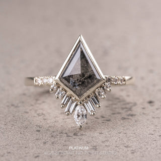 1.22 Carat Salt and Pepper Kite Diamond Engagement Ring, Bezel Wren Setting