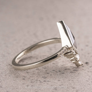 1.22 Carat Salt and Pepper Kite Diamond Engagement Ring, Bezel Wren Setting, Platinum