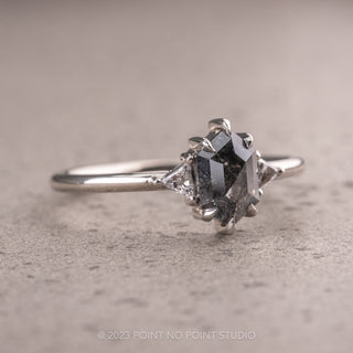 1.25 Carat Salt and Pepper Hexagon Diamond Engagement Ring, Zoe Setting, Platinum