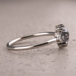 1.25 Carat Salt and Pepper Hexagon Diamond Engagement Ring, Zoe Setting, 14K White Gold