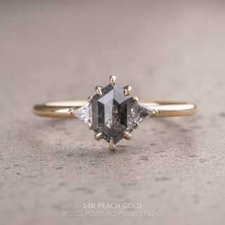 1.25 Carat Salt and Pepper Hexagon Diamond Engagement Ring, Zoe Setting