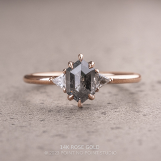 1.25 Carat Salt and Pepper Hexagon Diamond Engagement Ring, Zoe Setting