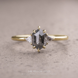 1.25 Carat Salt and Pepper Hexagon Diamond Engagement Ring, Zoe Setting
