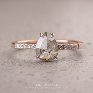 1.29 Carat Salt and Pepper Pear Diamond Engagement Ring, Jules Setting