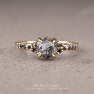 1.08 Carat Salt and Pepper Hexagon Diamond Engagement Ring, Quincy Setting