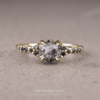 1.08 Carat Salt and Pepper Hexagon Diamond Engagement Ring, Quincy Setting