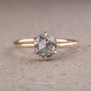 1.50 Carat Salt and Pepper Round Diamond Engagement Ring, Jane Setting