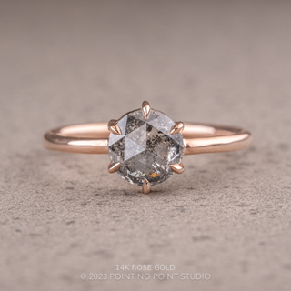 1.50 Carat Salt and Pepper Round Diamond Engagement Ring, Jane Setting