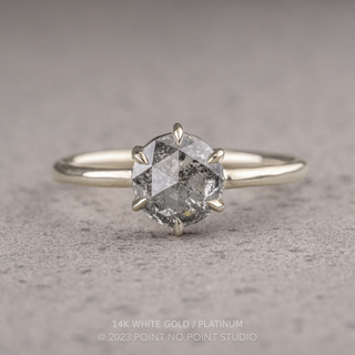 1.50 Carat Salt and Pepper Round Diamond Engagement Ring, Jane Setting