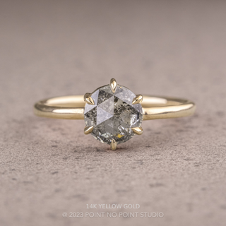 1.50 Carat Salt and Pepper Round Diamond Engagement Ring, Jane Setting