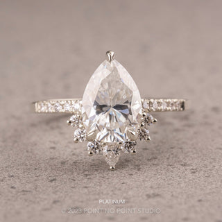 2.22 Carat Pear Moissanite and Diamond Engagement Ring, Kanara Setting