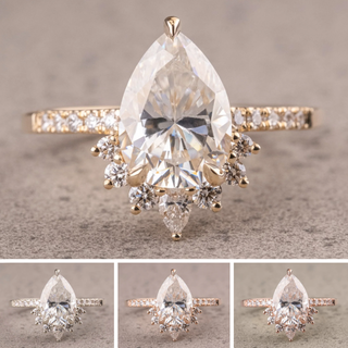 2.22 Carat Pear Moissanite and Diamond Engagement Ring, Kanara Setting