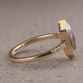 1.89 Carat Salt and Pepper Hexagon Diamond Engagement Ring, Jules Setting, 14K Yellow Gold