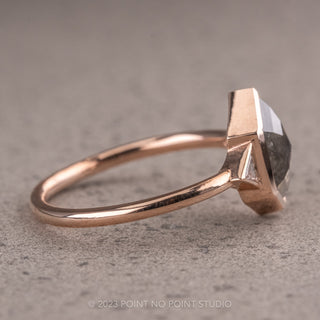 1.88 Carat Black Speckled Hexagon Diamond Engagement Ring, Zoe Setting, 14K Rose Gold