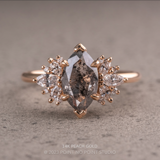 1.47 Carat Salt and Pepper Marquise Diamond Engagement Ring, Monarch Setting
