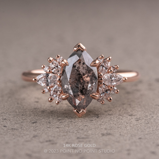 1.47 Carat Salt and Pepper Marquise Diamond Engagement Ring, Monarch Setting