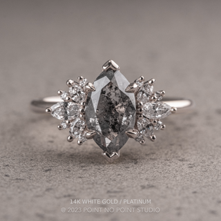1.47 Carat Salt and Pepper Marquise Diamond Engagement Ring, Monarch Setting